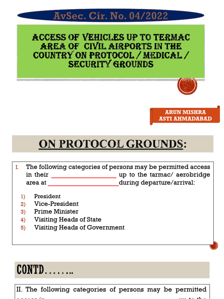 Tarmac Access Guidelines for Dignitaries | PDF | Government ...
