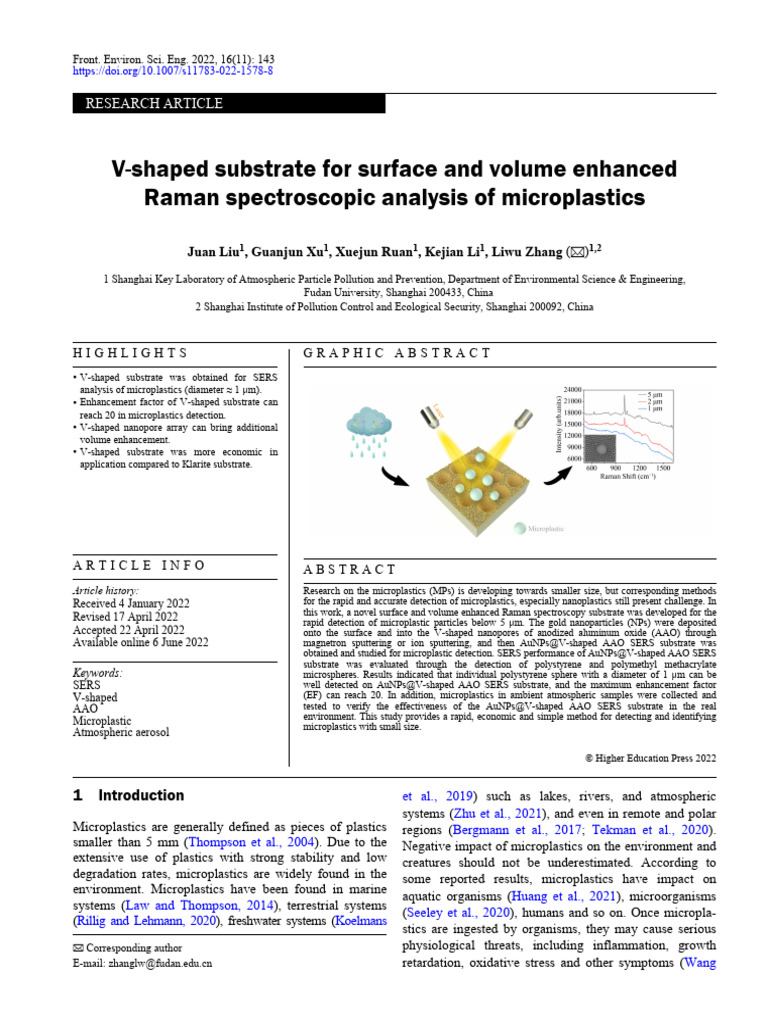 V-Shaped Substrate for Microplastic SERS | PDF | Raman Spectroscopy ...