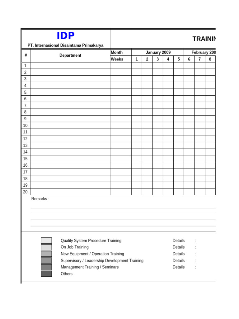 IDP Training Schedule Overview | PDF