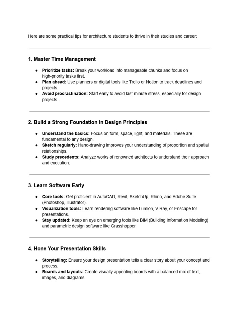 Essential Tips for Architecture Students | PDF | Creativity | Design