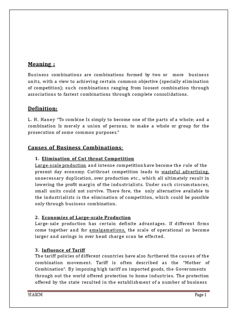 Business Combination Overview | PDF | Takeover | Mergers And Acquisitions