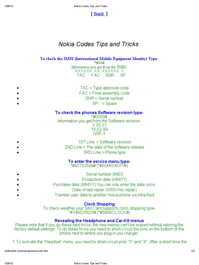 Nokia Codes: Tips & Tricks Guide | PDF | Teaching Methods & Materials