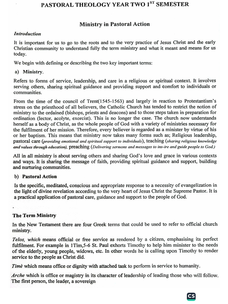 Pastoral Theology 2.1 Notes | PDF