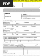 Solicitud inscripción en el registro industrial