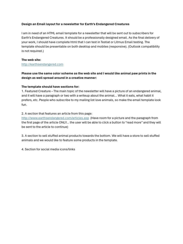 Endangered Creatures Newsletter Template | PDF
