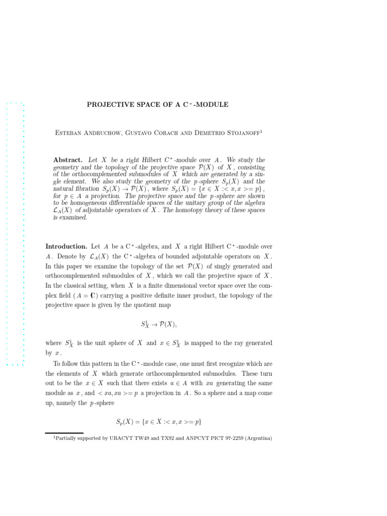 C*-Module Projective Spaces | PDF | Hilbert Space | Module (Mathematics)