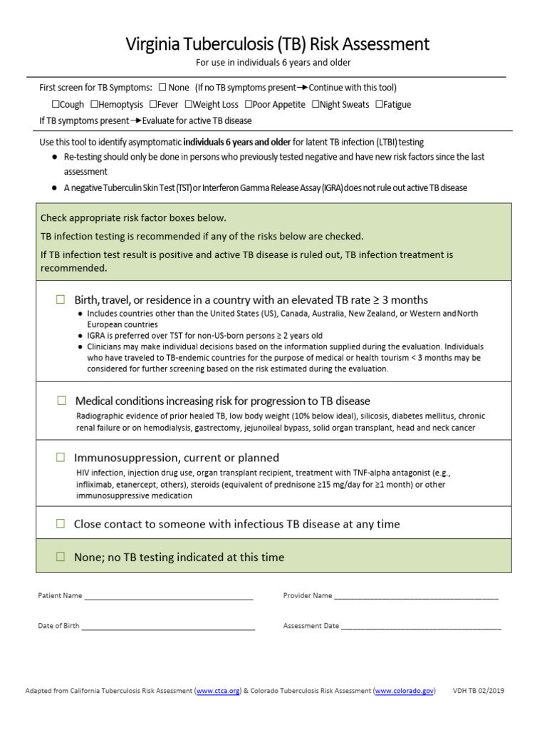 VA TB Risk Assessment and User Guide 2019 1 | PDF | Tuberculosis ...