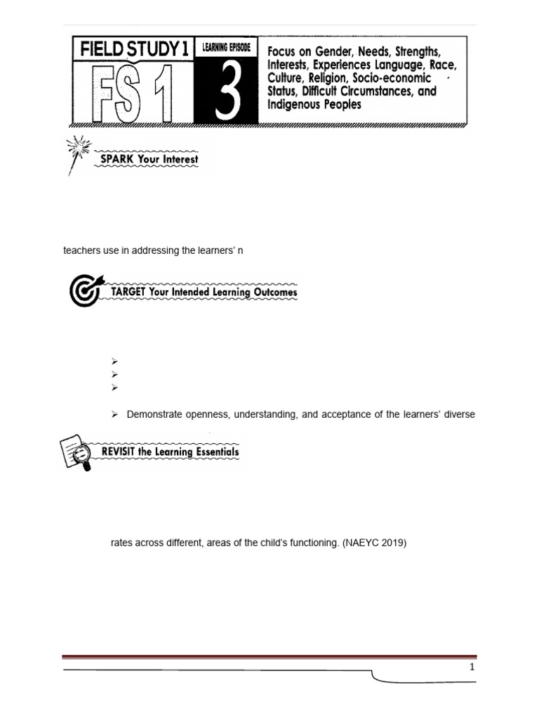 Field Study - 1 - Module 3 | PDF | Learning | Differentiated Instruction