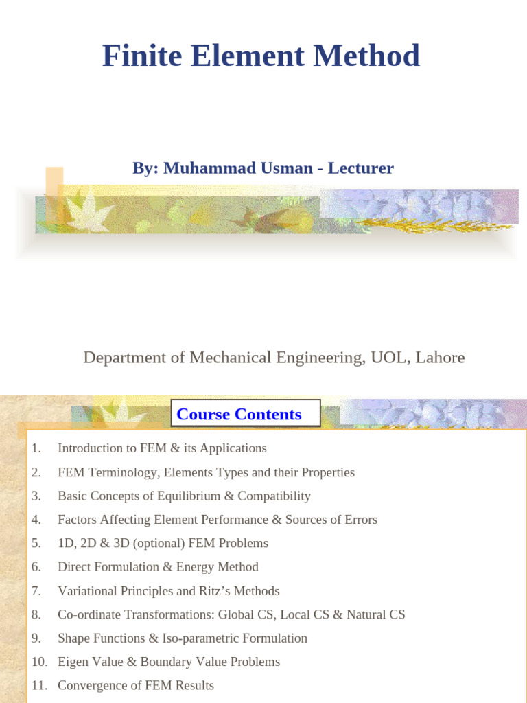 Finite Element Method Overview and Applications | PDF | Finite Element ...