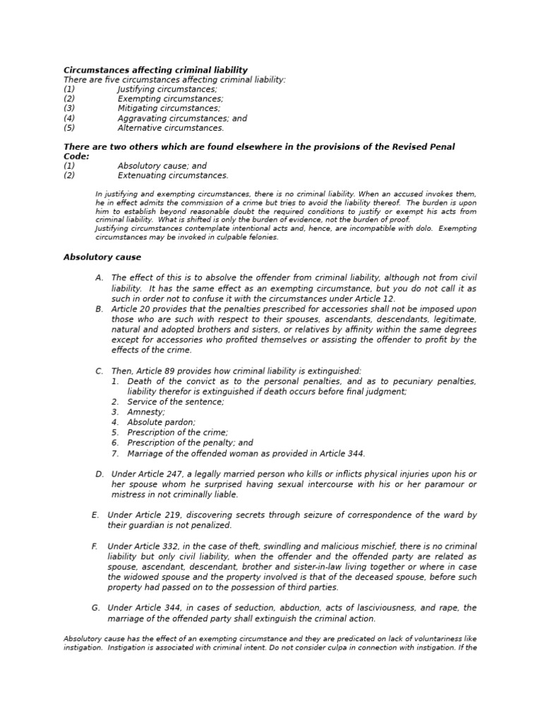 Factors Influencing Criminal Liability | PDF
