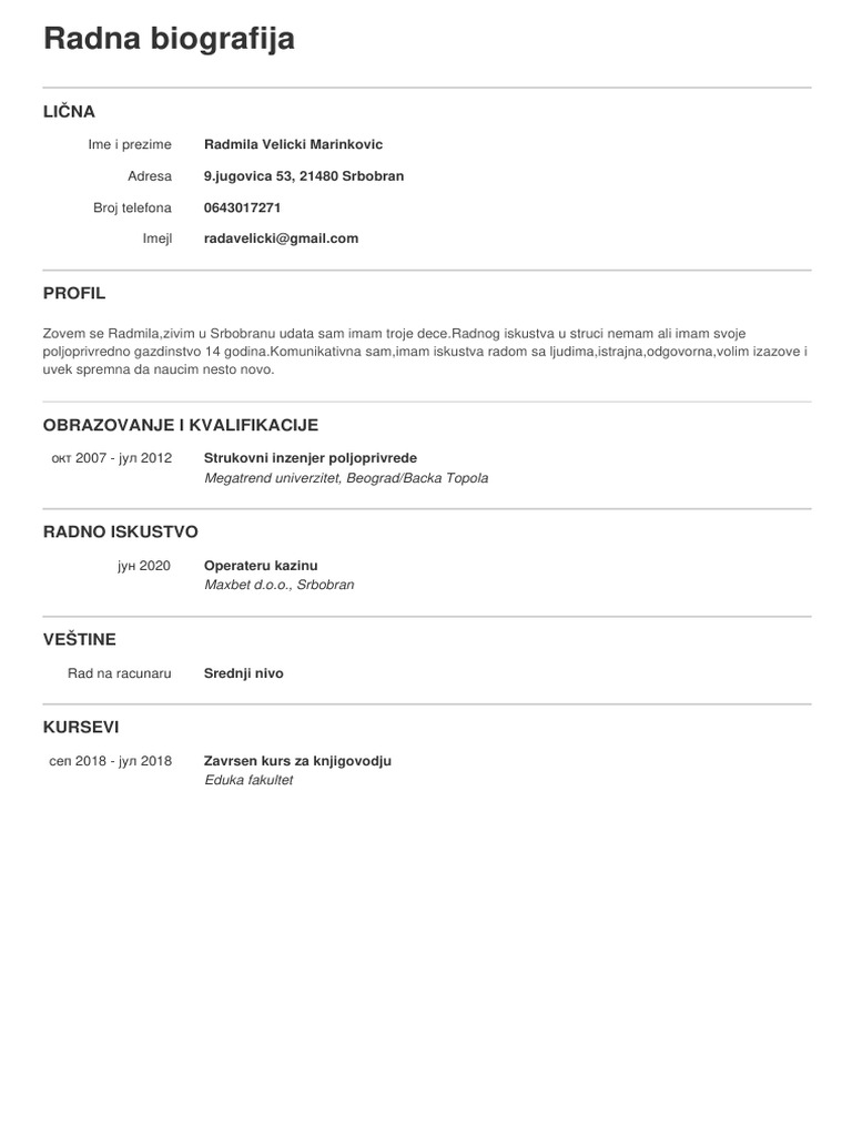 Rada CV | PDF