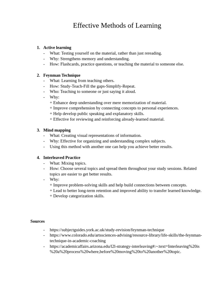 Effective Methods of Learning | PDF