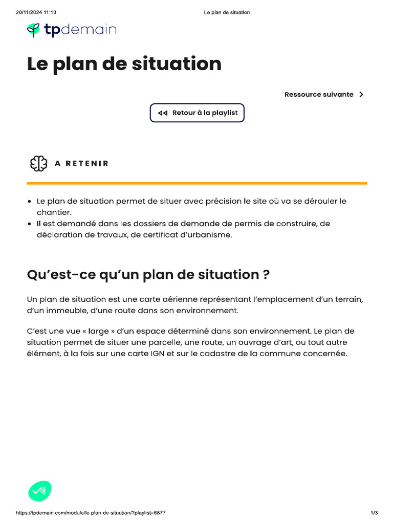 Le Plan de Situation | PDF