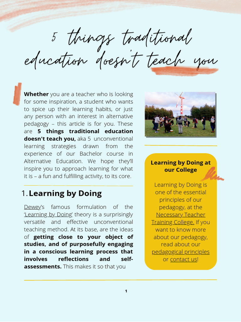 5 Things Traditional Education Does Not Teach You | PDF | Pedagogy ...