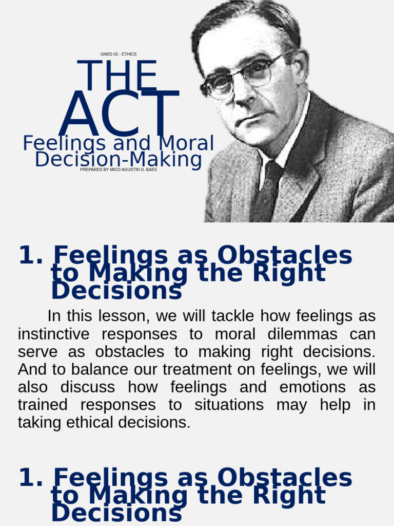 GNED 02 4. The Act Feelings and Moral Decision Making | PDF | Morality ...