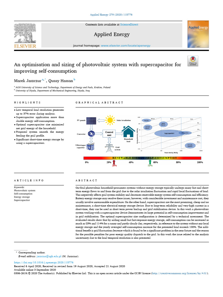 An Optimisation and Sizing of Photovoltaic System With Supercapacitor ...