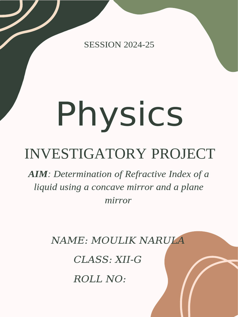 Class 12 Physics: Refractive Index Project | PDF | Optics | Refractive ...
