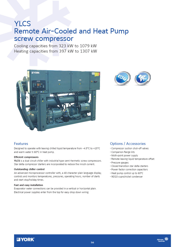 YLCS Remote Air-Cooled Chiller Specs | PDF | Heat Pump | Physical ...