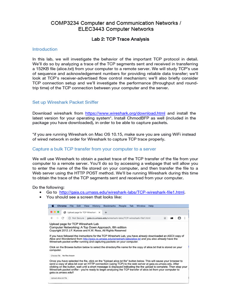 Lab2 Handout | PDF | Transmission Control Protocol | Computer Science