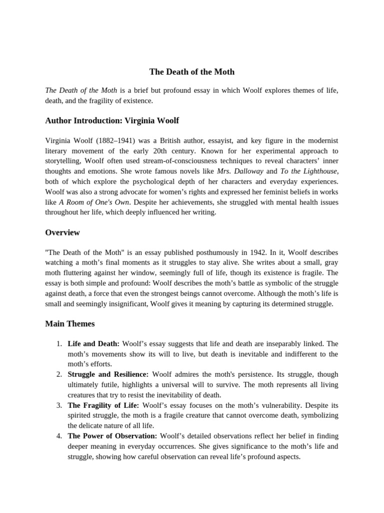 The Death of The Moth | PDF | Virginia Woolf | Essays