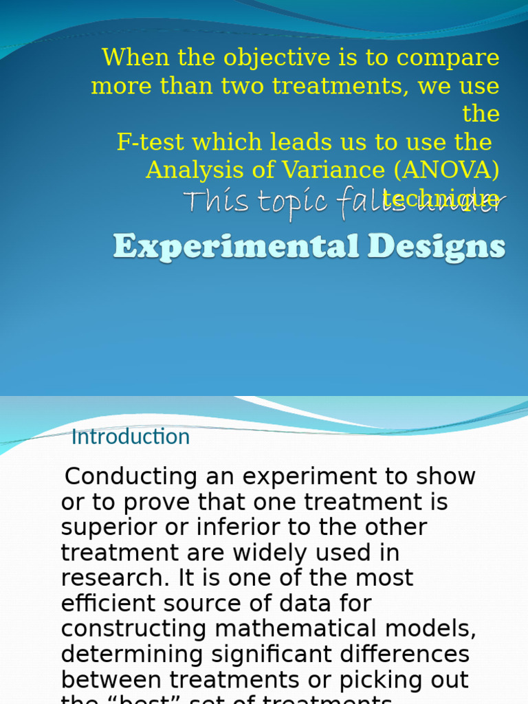 ANOVA and Experimental Design Basics | PDF | F Test | Experiment