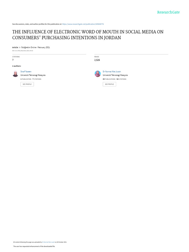 The Influence of Electronic Word of Mouth in Social Media On Consumers ...