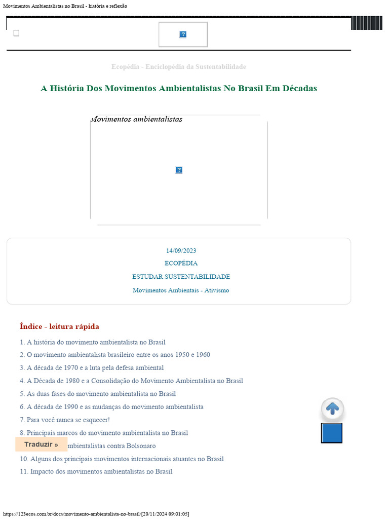 História dos Movimentos Ambientalistas | PDF | Movimento ambientalista ...