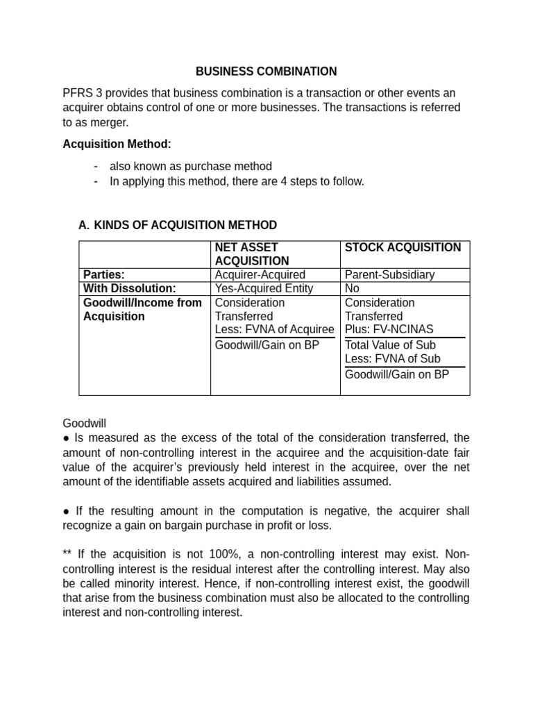 Goodwill in Business Combinations | PDF | Mergers And Acquisitions ...