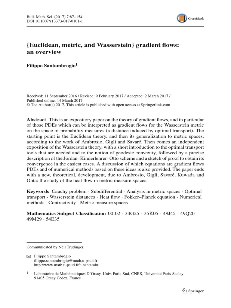 (Euclidean, Metric, and Wasserstein) Gradient Flows | PDF | Gradient ...