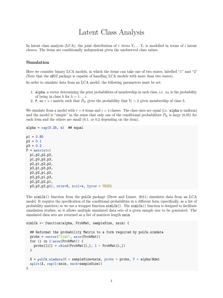 Latent Class Analysis Pdf Matrix Mathematics Applied Mathematics