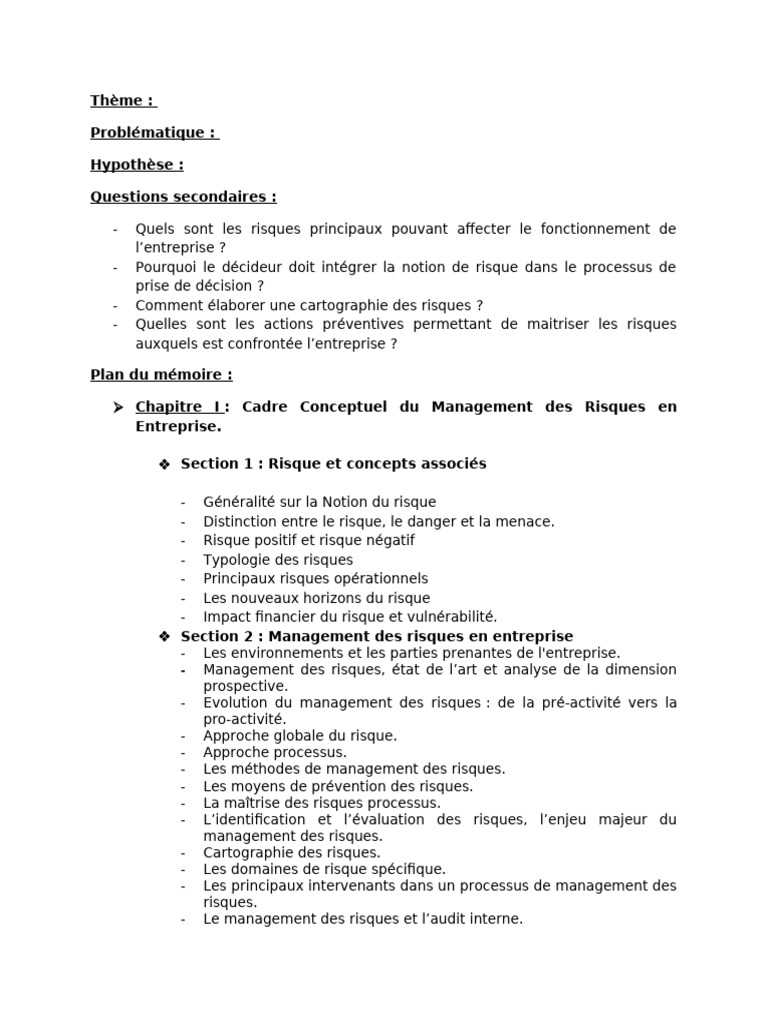 Gestion des Risques en Entreprise | PDF | Risque | Gestion des risques