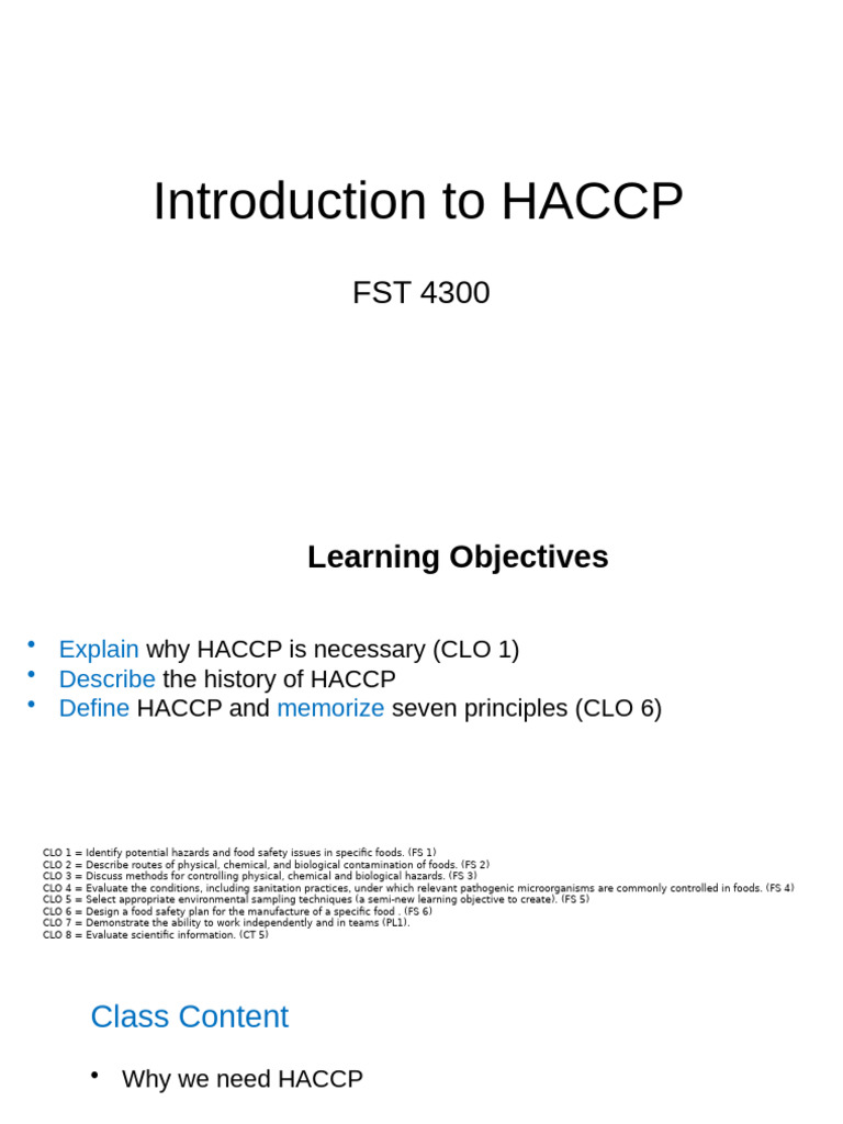 Understanding HACCP Principles and History | PDF | Hazard Analysis And ...