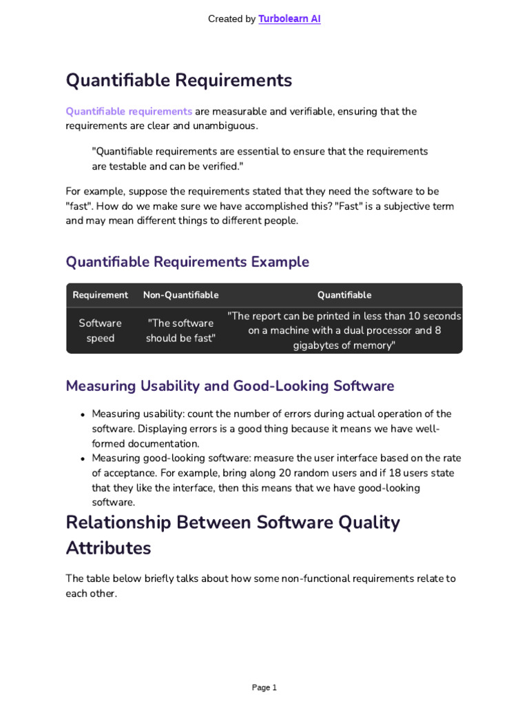 Quantifiable Software Requirements | PDF