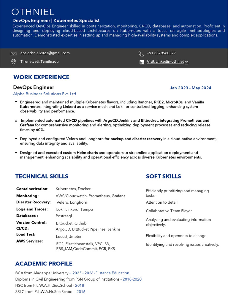 Othniel-DevOps Engineer | PDF | Computing | Information Technology ...