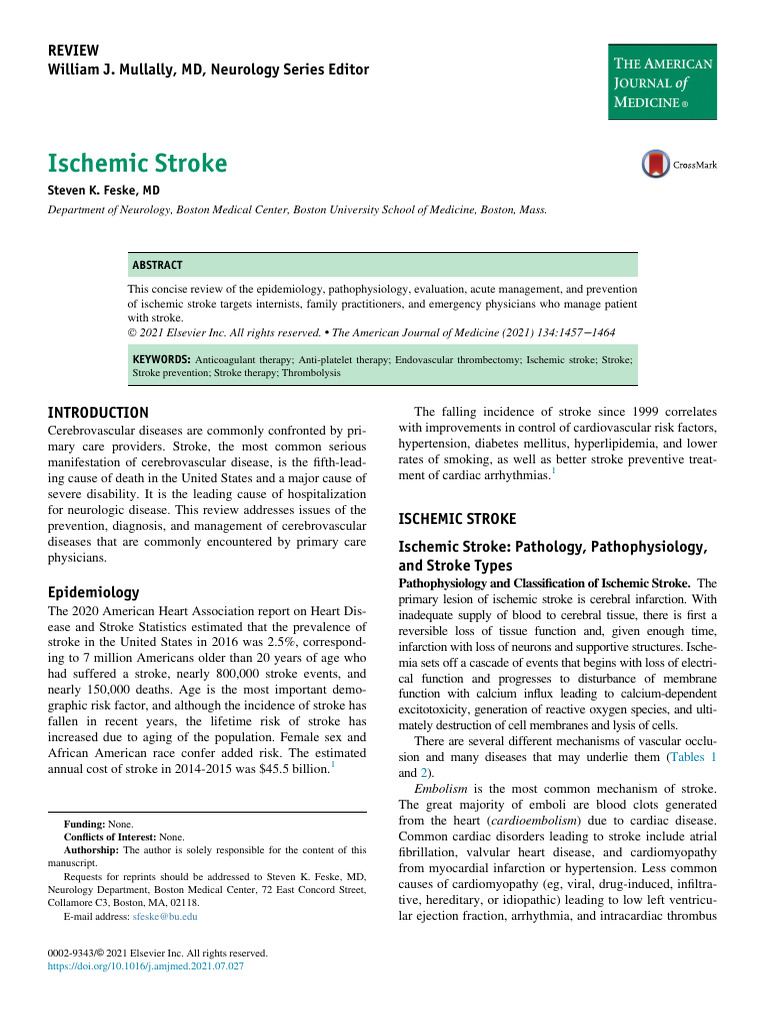 Ischemic Stroke: Management and Prevention | PDF | Stroke | Ischemia