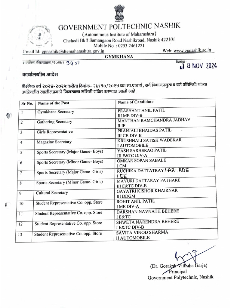 Gymkhana Committee | PDF