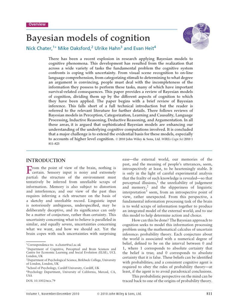Bayesian Cognition Explored | PDF | Perception | Bayesian Inference