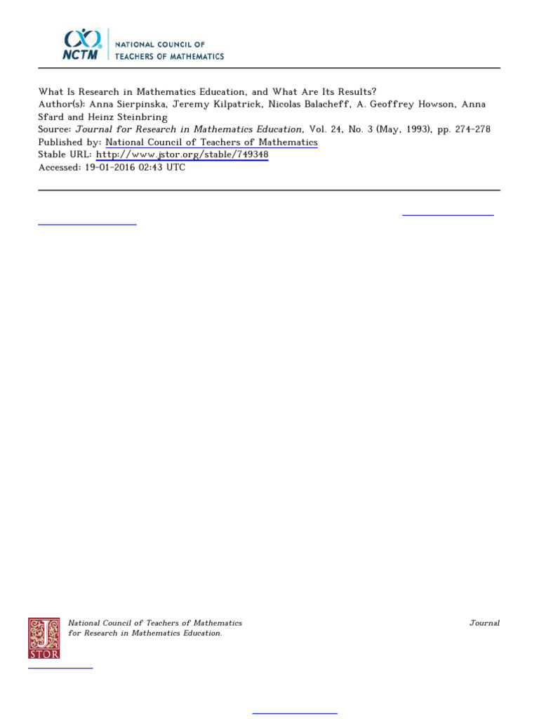 What Is Research in Mathematics Education, and What Are Its Results ...