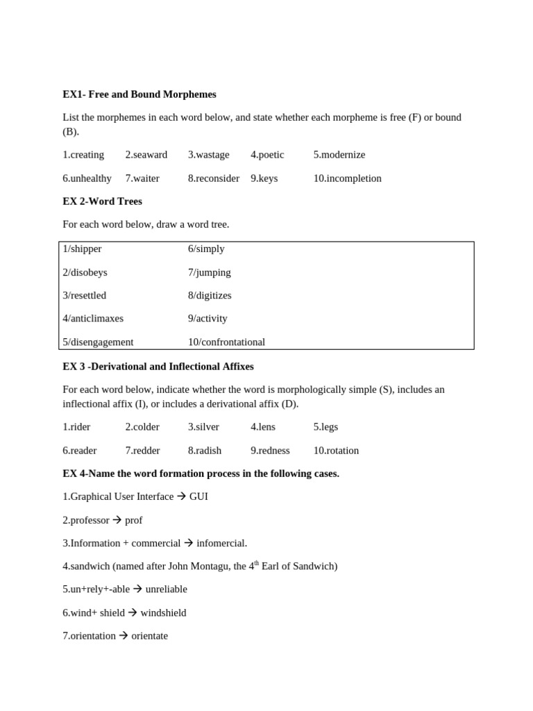 Morphology Assignment 2 Pdf Word Morphology Linguistics