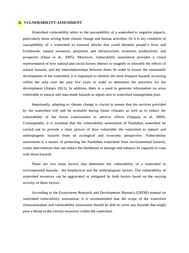 Panilahan Watershed Vulnerability Assessment | PDF | Landslide ...