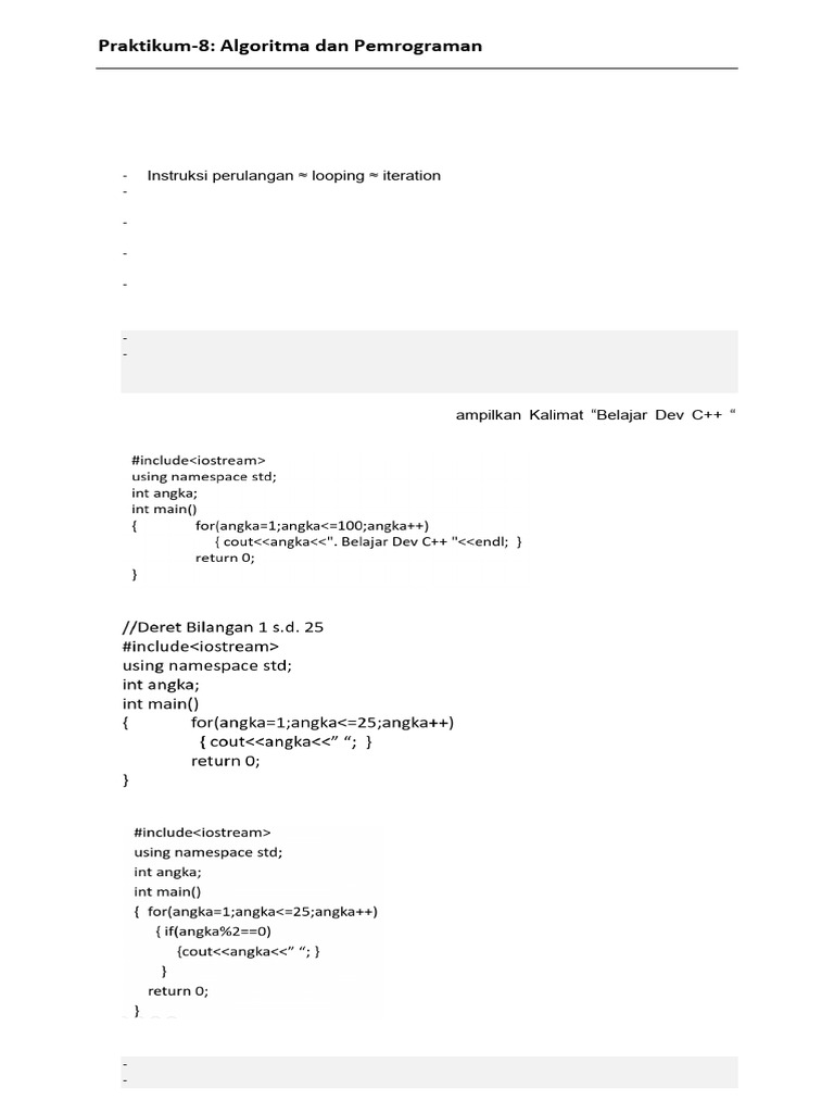 Panduan Praktikum Perulangan C++ | PDF