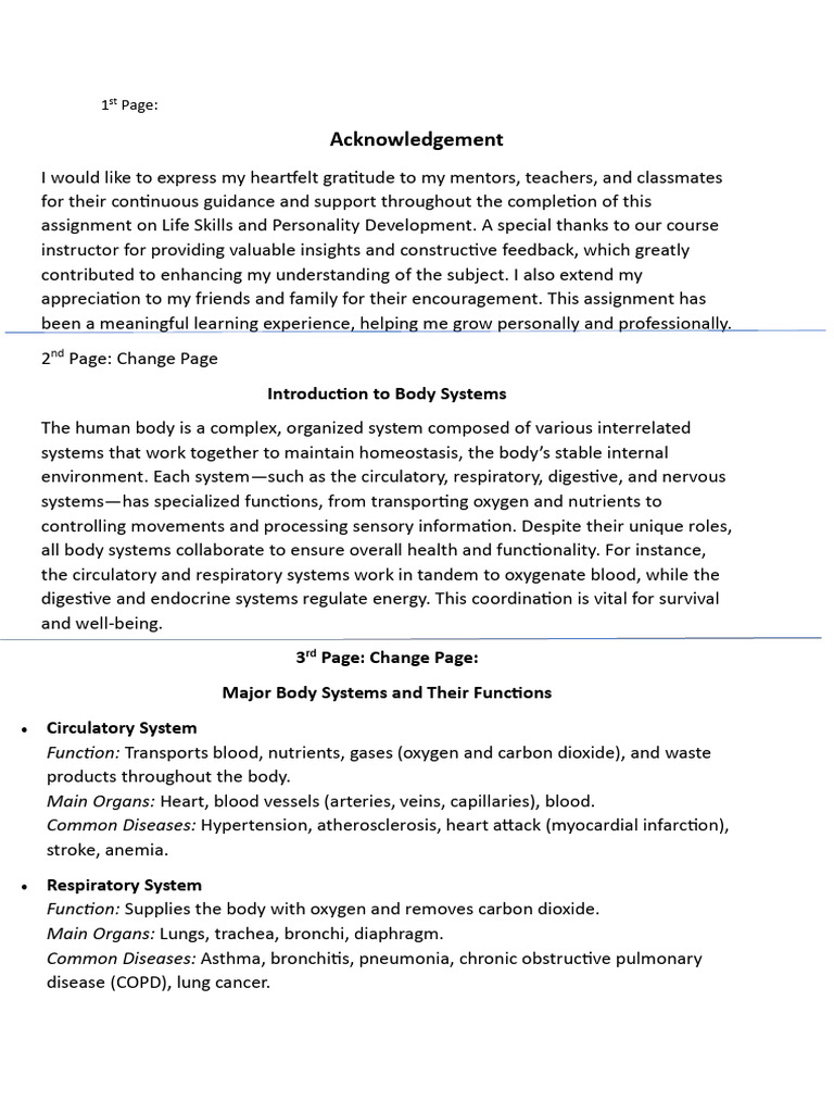 Health And Wellness Pdf Human Body Respiratory System