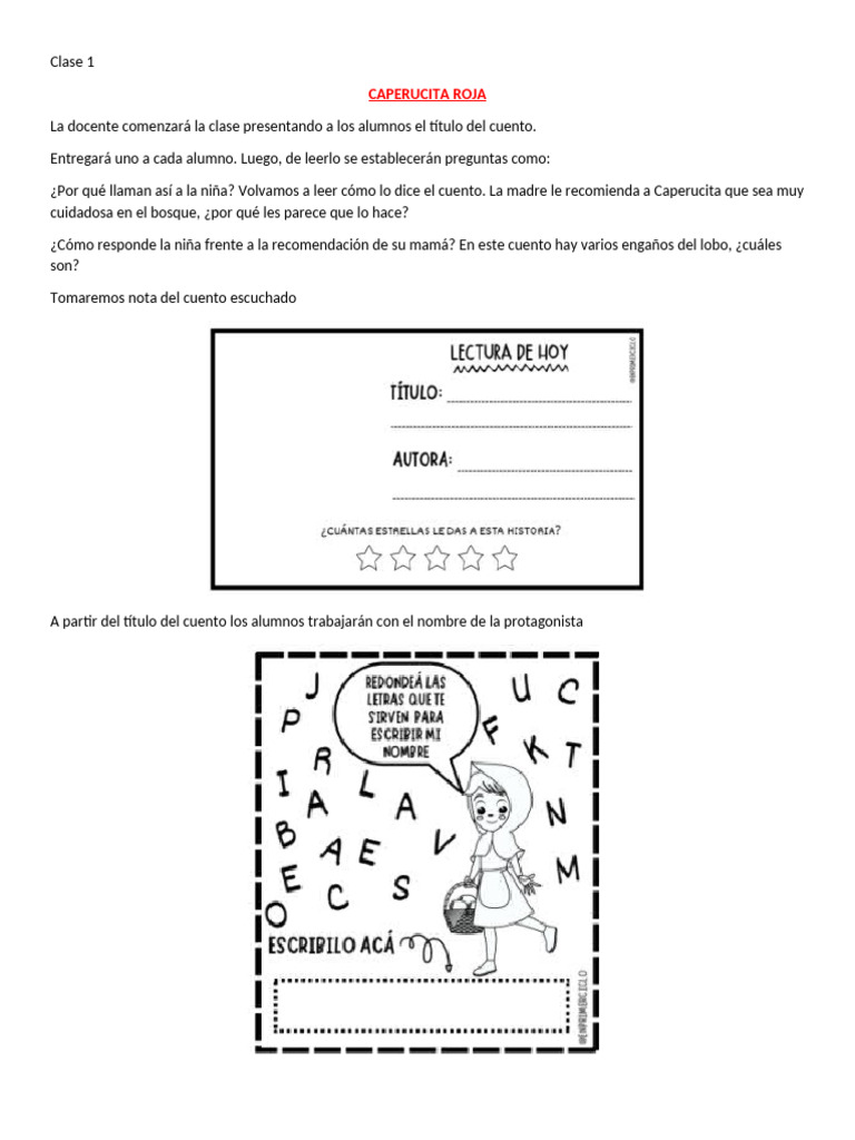 Actividades Educativas sobre Caperucita Roja | PDF | Caperucita Roja