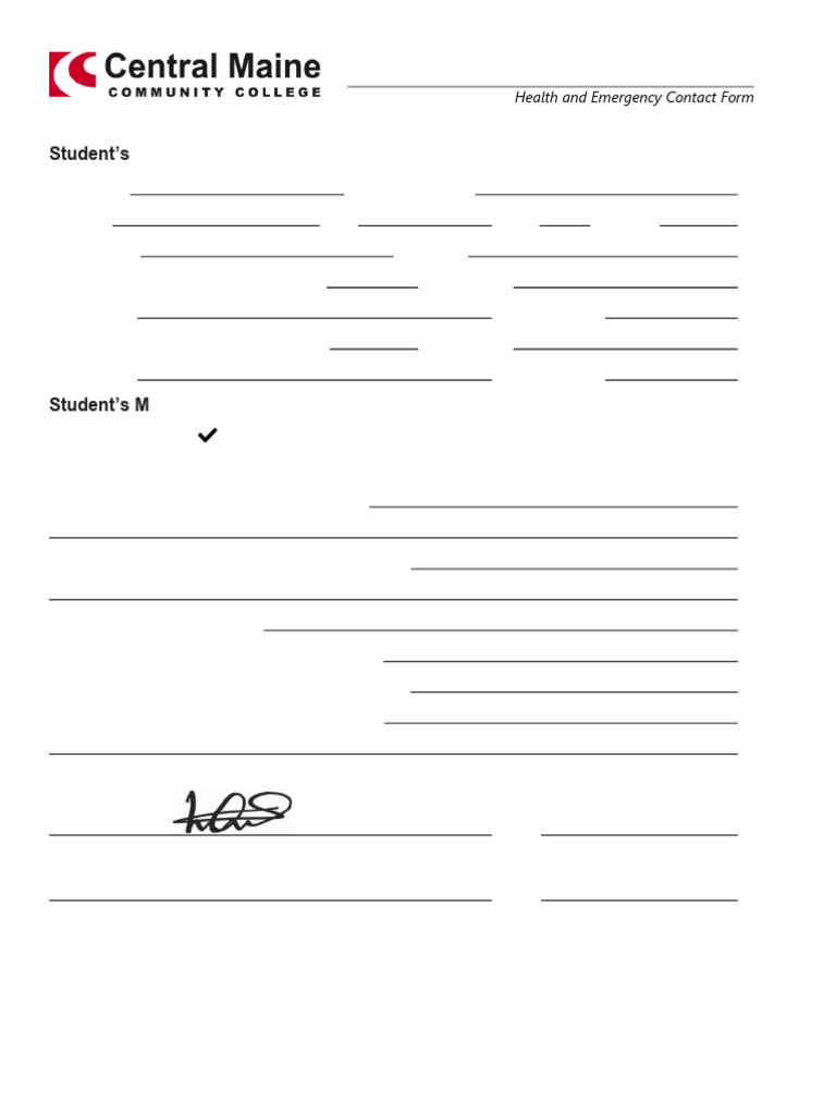 CMCC Health Emergency Contact Form | PDF | Self-Improvement