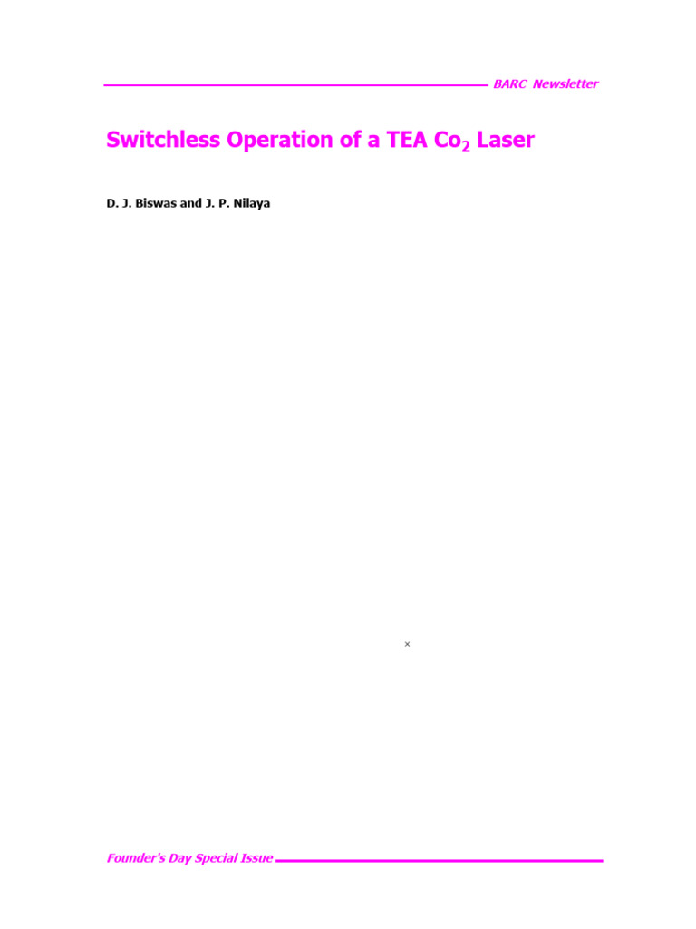 Switch Less Operation of A TEA CO2 Laser | PDF | Laser | Capacitor