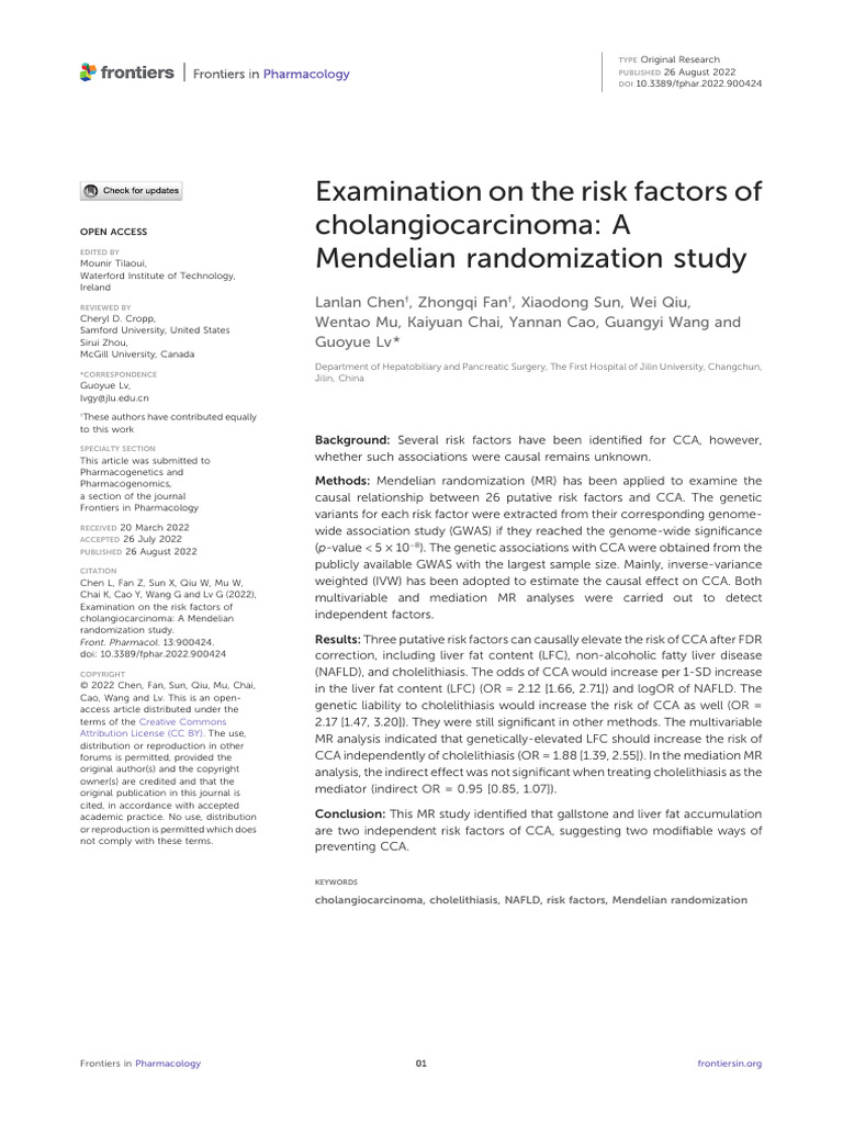 Examination On The Risk Factors of Cholangiocarcinoma A 1a7eoorp | PDF ...