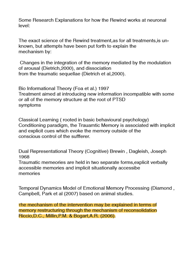 Neuronal Mechanisms of Rewind Therapy | PDF