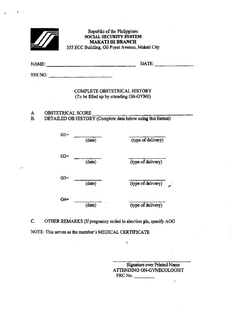 SSS - OB History | PDF