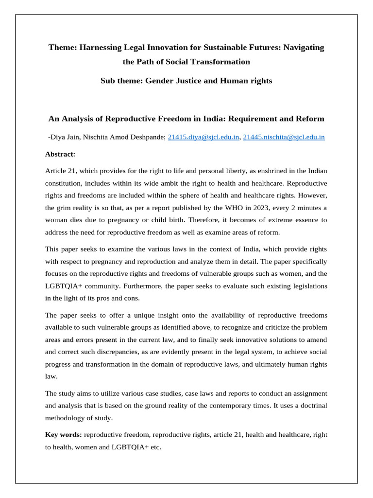 Reproductive Rights and Legal Reform in India | PDF | Social Science ...