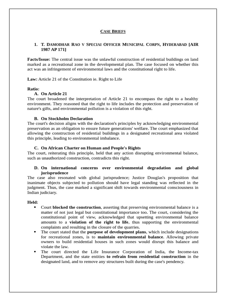 Key Environmental Law Case Summaries | PDF | Conservation Biology ...